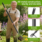 Weed Puller Tool – 45" All-Metal Stand Up Heavy Duty Weeder Hand Tool with 4-Claw Steel Head & Long Handle, Garden Weeding Tool for No Bending or Kneeling, Back & Knee Friendly, Easily Removes Weeds