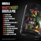 RYSE Godzilla X Noel Deyzel Pre Workout Powder - Cherry Limeade - 400mg Caffeine, High Stim Pre-Workout for Men & Women with Citrulline & Beta Alanine - Energy, Pump & Focus - 20/40 Servings