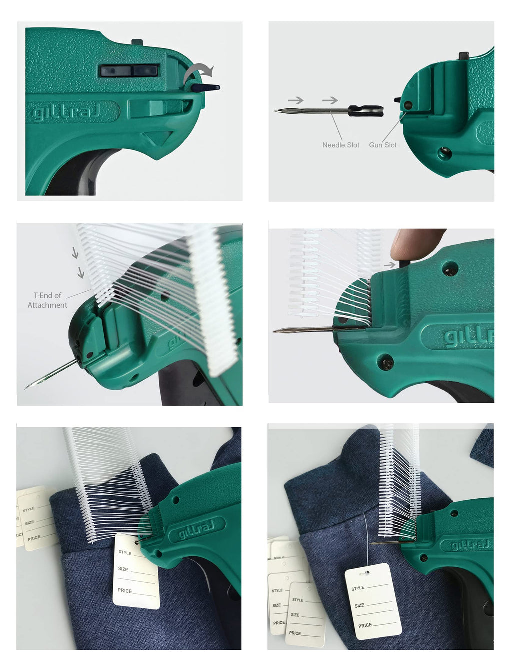 GILLRAJ® Price Tagging Gun【Not-a-Stitch-Gun】 Hangtag Attacher with 4000pcs 0.5" Long Barbs Fasteners & 6 Needles, Retail Pricing Tag Gun for Stores Consignment Garage Yard Sale
