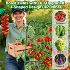 Cucumber Trellis for Raised Bed, U-Shape Garden Trellis for Climbing Plants Outdoor, Metal Arch Trellis for Vegetables, Plant Support for Tomato, Pea, Zucchini(63" L×30" W×47.2" H-Large)