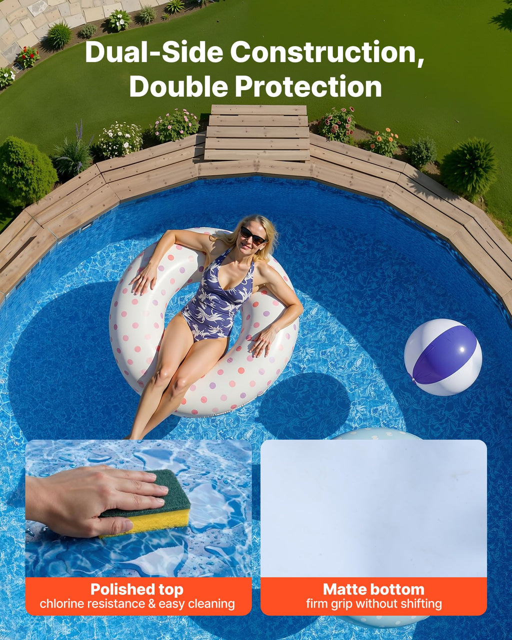 VEVOR 18-ft Round Above Ground Pool Liner, Overlap Pool Liners, Thickend Upgraded Gauge Vinyl, 48-to-54inch Wall Height, Designed for Steel Sided Above-Ground Swimming Pools