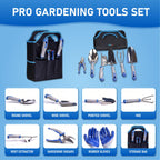 8-Piece Gardening Tools Set, Rust-Proof Stainless Steel Garden Tool with Ergonomic Handles, Ideal Gardening Gifts Set for Women Men, Includes Storage Bag, Gloves, Pruner, and Weeder