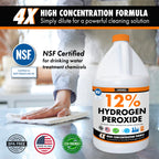 Chromex Hydrogen Peroxide 12 Percent Food Grade, 4X Power Concentrated Solution, Dilutes to 4 Gallons, Versatile Uses Include Topical Care, Home, Kitchen, Bath Cleaner, NSF Certified, 1 Gallon