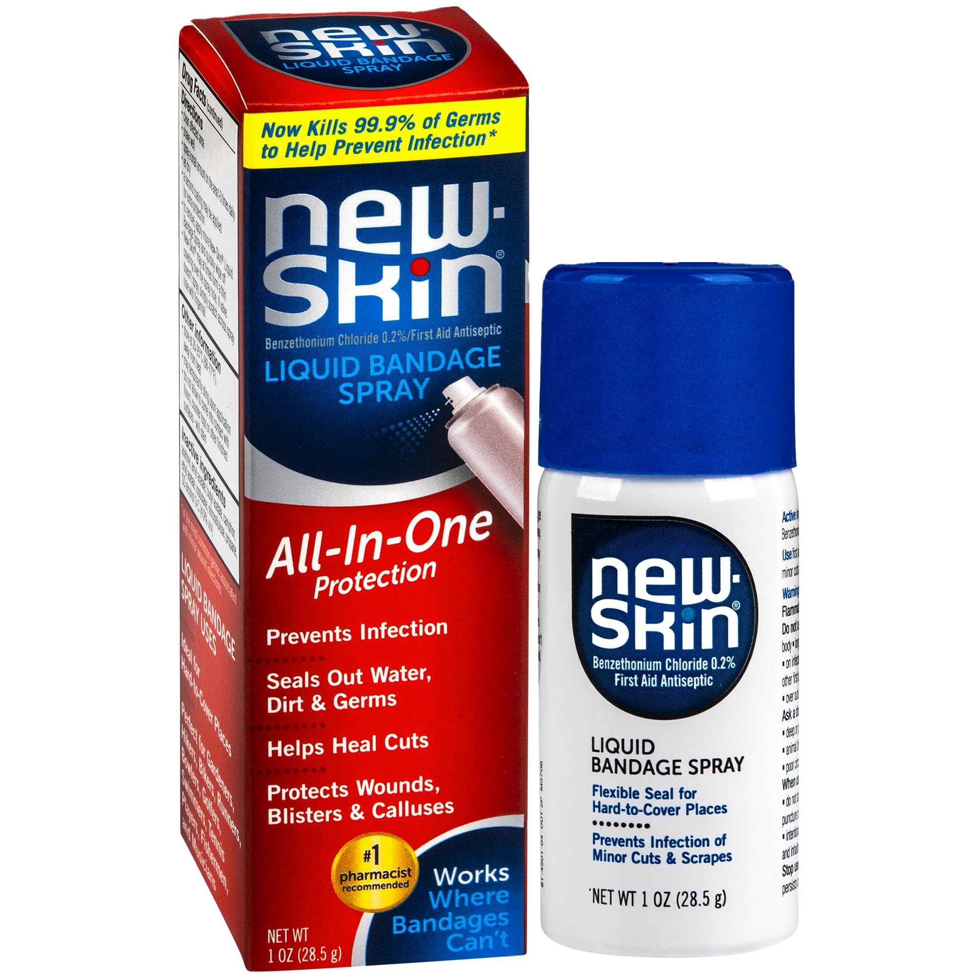 New-Skin Liquid Bandage Spray, Antiseptic, Waterproof, Cuts & Blisters, 1oz