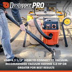 The Dustopper PRO, Low-Profile Dust Separator for Shop Wet/Dry Vacuums with at least 5HP. Includes High-Flow 90 Degree Sweep Elbows and Connection Hose. Fits Standard 5 Gallon Buckets, Made in USA