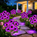ANGMLN Solar Garden Lights 6 Pack 36 Solar Sunflower Lights, Waterproof Solar Purple Flower Light for Outdoor Decoration, Decorative Stakes for Yard,Landscape,Patio,Gifts for Women