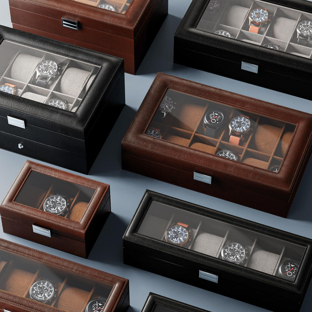ProCase Watch Box, 6 Slot Mens Watch Display Case, Espresso
