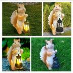 Solar Garden Statues Squirrel Decor - Resin Outdoor/Indoor Squirrel Sculpture Garden with Lights Statue Decoration for Patio Home Yard Lawn, Unique Garden Figurine with Lights Gift for Mom Grandma