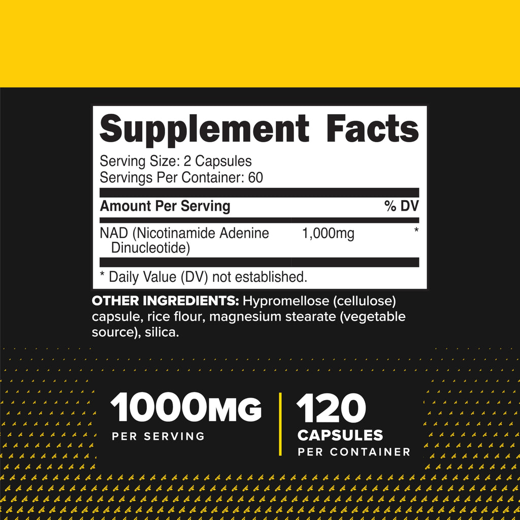 Primaforce NAD+ Nicotinamide Supplement (1,000mg) 120 Capsules, 60 Servings