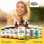 Wild & Organic Ashwagandha Drops - Mood Support & Positive Energy - 500 mg Ashwagandha for Women & Men - Add to Tea Liquid Extract for Relaxation - Non-GMO, Sugar & Alcohol-Free Tincture - 4 fl oz