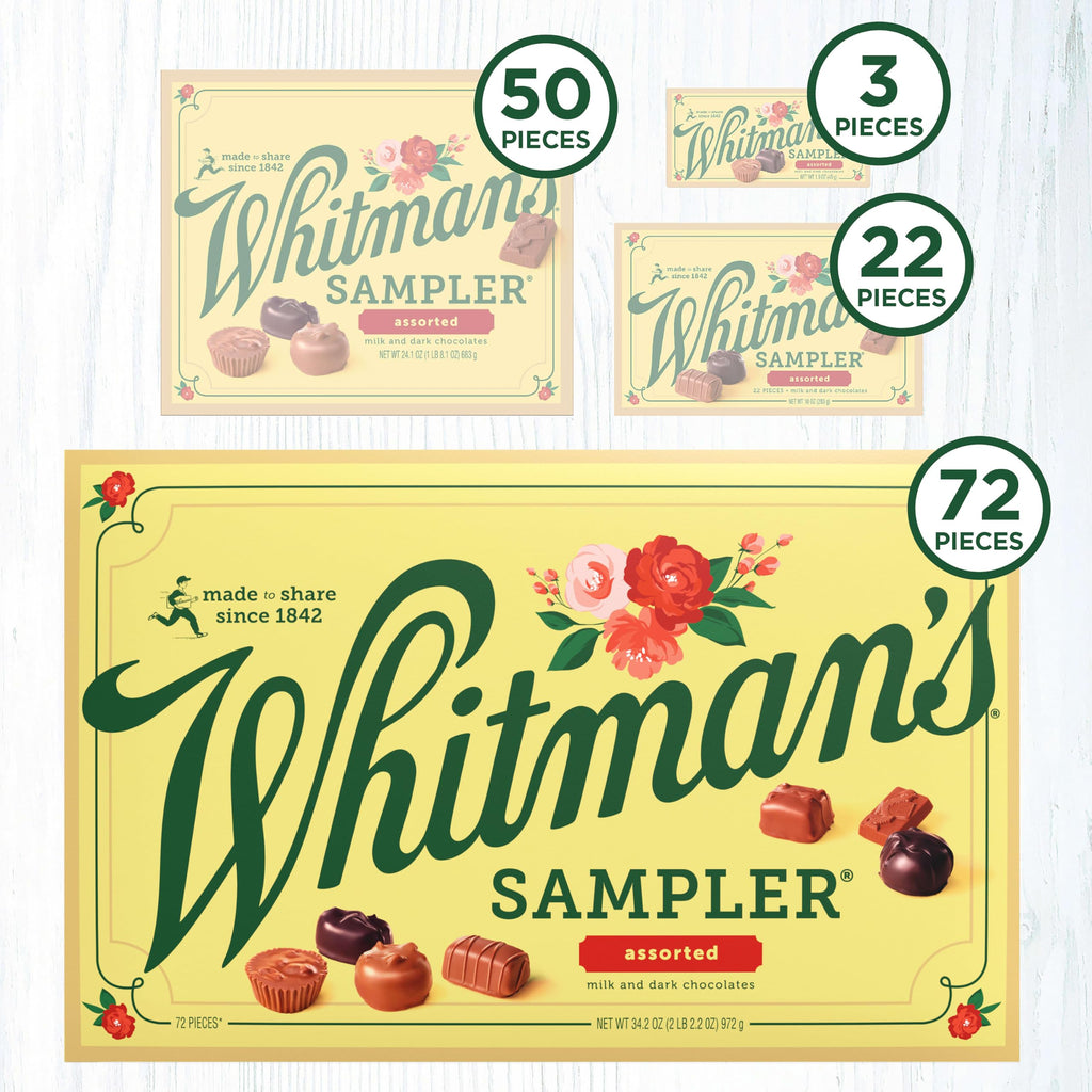 WHITMAN'S SAMPLER Assorted Milk & Dark Chocolate Candy Gift Box, 36 oz.