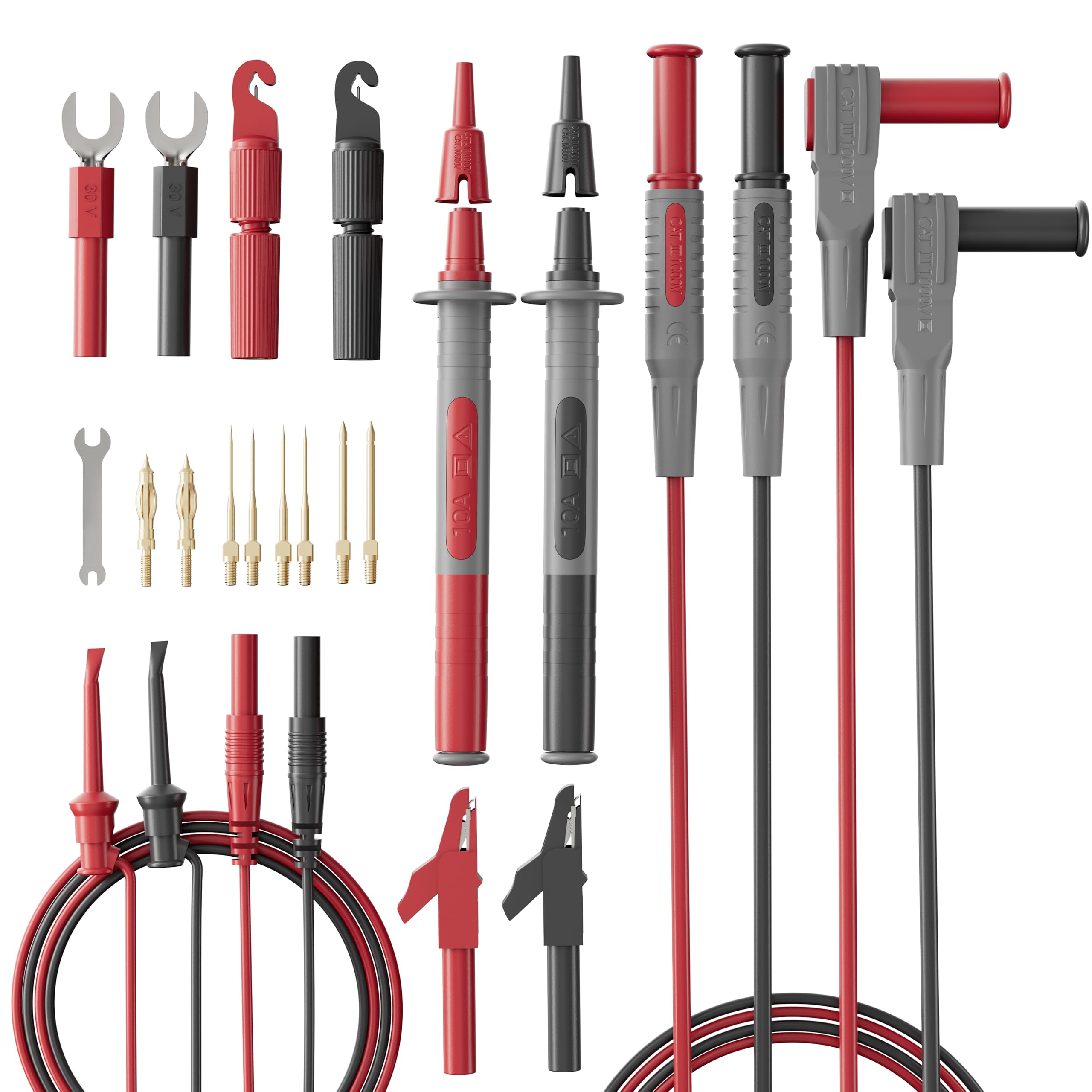 25-Piece Silicone Multimeter Test Lead & Back Probe Kit - Premium Modular Volt Meter Probes with Alligator Clips, 40 in Leads for Automotive Multi Meter Digital & Ohm Meter