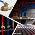 ‌VANCOCO 3/4" PEX Ball Valve 10-Pack - Lead-Free Brass PEX Shut Off Valve 3/4 inch for Pex Fittings Hot/Cold Water (5 Red/5 Blue)