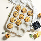 2 Packs 12 Cups Silicone Muffin Pan for Baking with Metal Reinforced Frame Regular Size Cupcake Pan Tray Chocolate Egg Pizza Bites Oven Top Cookie Molds Muffin Tin Tart Pans Sheet Set Bakeware Liner