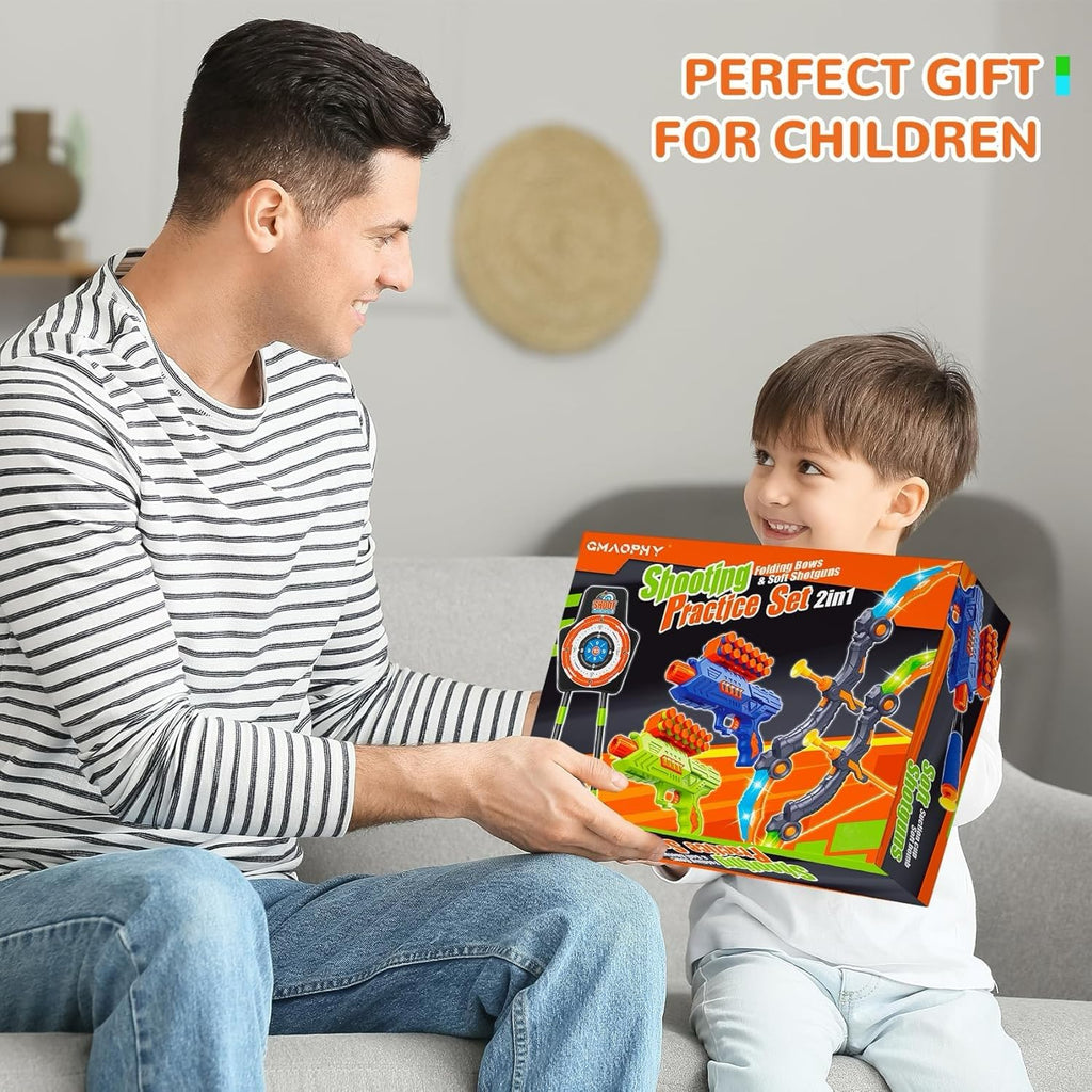 Bow and Arrow Toys for Kids, 2 Pack LED Light Up Archery Set Outdoor Indoor