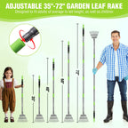 WORKPRO Rake, Small Rake for Leaves with 72” Adjustable Long Handle