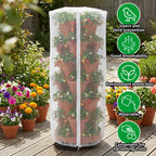 2 Pcs Vertical Plant Pot Insect Netting with Zipper, 59"x22" Stackable Planter Garden Net Cover, 6 to 7 Tier Planter Pot Insect Bird Barrier Protection Mesh for Strawberry Herb Flower Fruit Vegetable