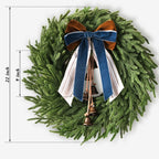 Christmas Decor, 22" Norfolk Pine Christmas Wreath with Bells and Ribbon