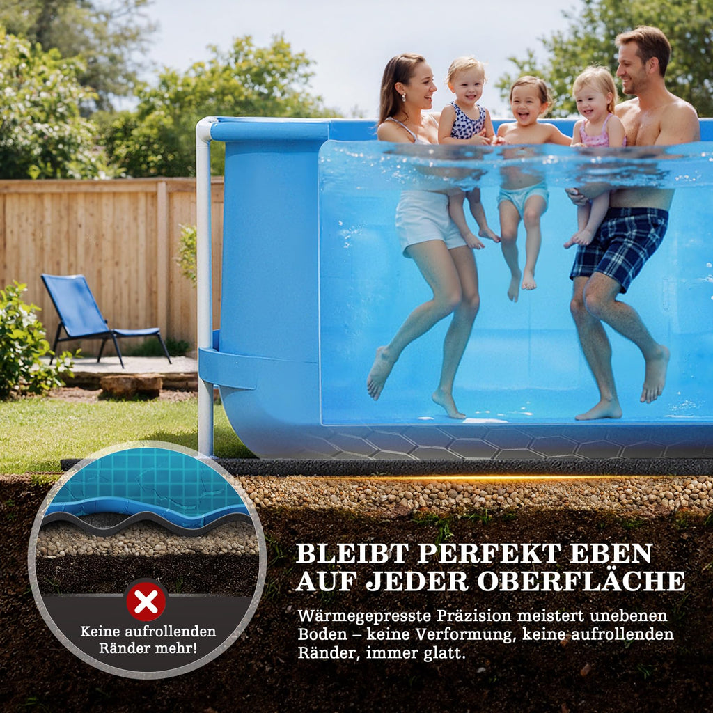 UIRWAY 15FT Round Pool Liner Pad, [2026 New 300G/M² Thicker Heavy Duty] Geotextile Under Pool Mat Padding for Above Ground Pools, Black Pool Floor Pad Prevent Punctures, Reinforced Cushion Protection