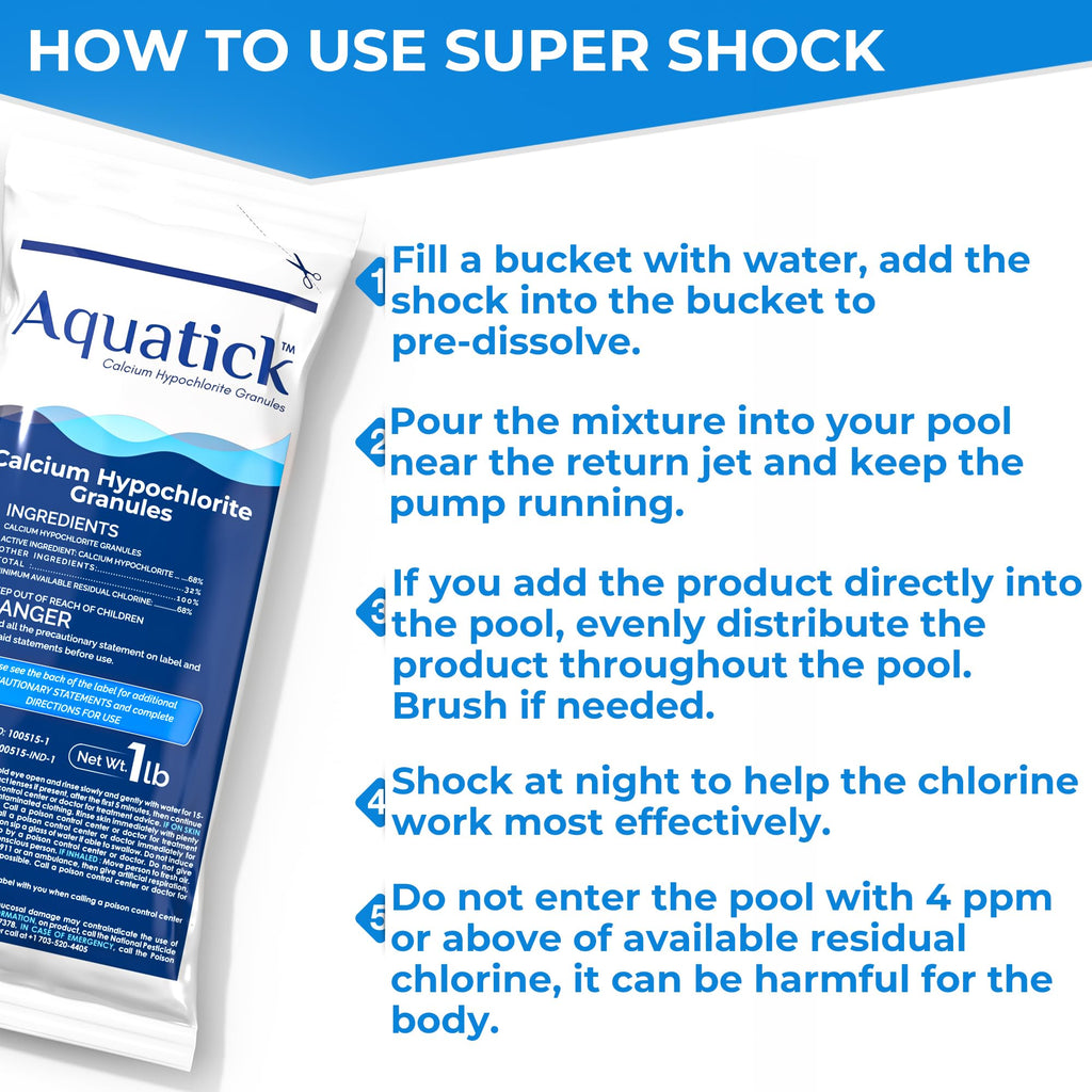 Pro-Grade Chlorine Pool Shock, 68% Cal-Hypo Granular Sanitizer, Prevents Bacteria & Algae, Restores Crystal Clear Water - Shock Treatment, Swimming Pool Chemical - 24 X 1lb