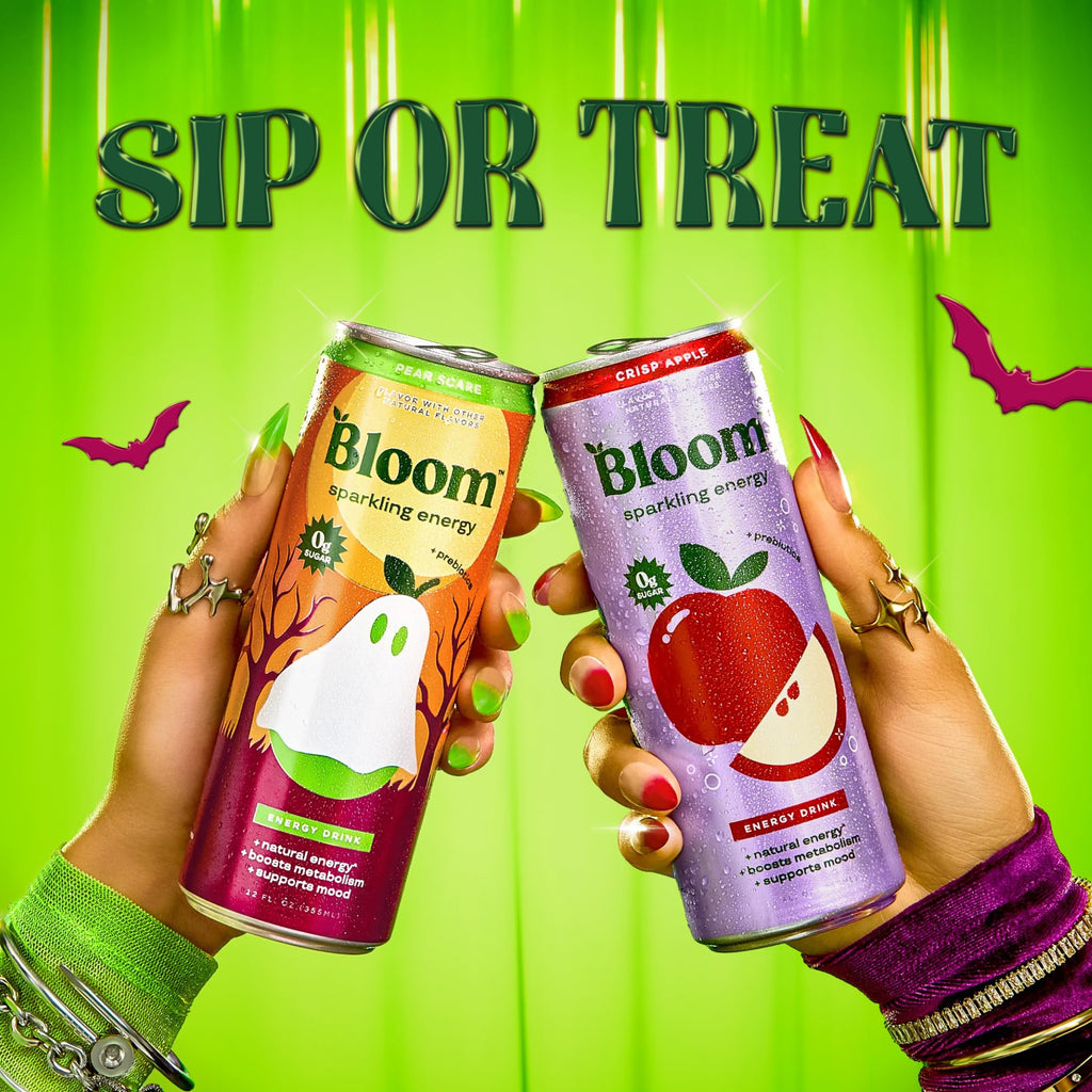 Bloom Nutrition Zero Sugar Energy Drink, Pear Scare, 12oz 12pk