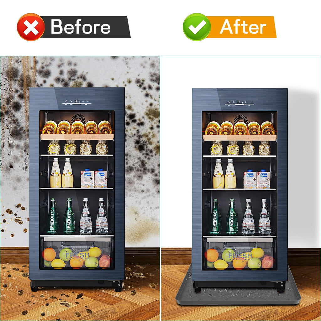 Mini Fridge Silicone Mat,19.7''x19.7''x0.5''-Fridge Drip Tray Concave and convex design is leak-Proof and Non-Slip Perfectly Compatible with Washer, Dryer, Wine Cooler, Dishwasher ect. (Grey1)