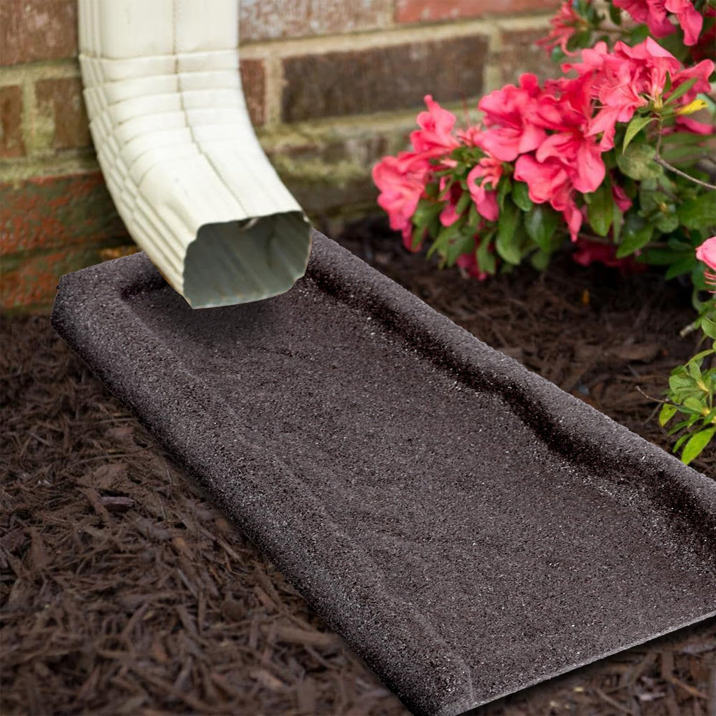 Sekcen 3 Pack Rubber Downspout Splash Block Rain Gutter Down Spout Drain Trays Brown
