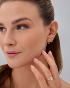 PAVOI 925 Sterling Silver CZ Statement Huggie Earring Set, White Gold