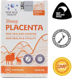 New Zealand Sheep Placenta w/ Grape Seed Extract and Vitamin E - 13500mg x 60 Soft Gel Capsules - Supports Skin Health and Vitality