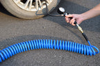 YOTOO Polyurethane Recoil Air Hose, Air Compressor Hose 1/4" Inner Diameter by 25' Long with Bend Restrictor, 1/4" Industrial Quick Coupler and Plug, Blue