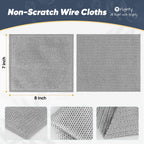 Orighty Multipurpose Wire Dishwashing Rag, 48 Pcs Upgraded Double-Layer Non-Scratch Wire Dish Cloths, Reusable Steel Scrubber Dishcloth Rags for Kitchen, Cookware, 7"x8", Grey