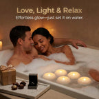 Aignis 24 Pack Waterproof Flameless Floating Candles, 200-Hour Battery Operated 2.2" LED Tea Lights, Water-Activated Flickering Warm White Glow for Halloween, Wedding Centerpieces, Pool