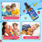 2 Pack Kids Magnesium Liquid Drops - Liquid Magnesium Glycinate Supplement with L-Theanine Omega-3, Vitamin B6, D3, Zinc - Support Sleep, Relaxation, Calm & Focus - Strawberry Flavor