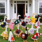 12 Set Porch Goose Outfits, Porch Goose Holiday Outfit, Spring Valentine's Day St. Patrick Easter Raincoat Summer 4th of July Halloween Fall Thanksgiving Snowman Christmas 23" Lawn Goose Clothes