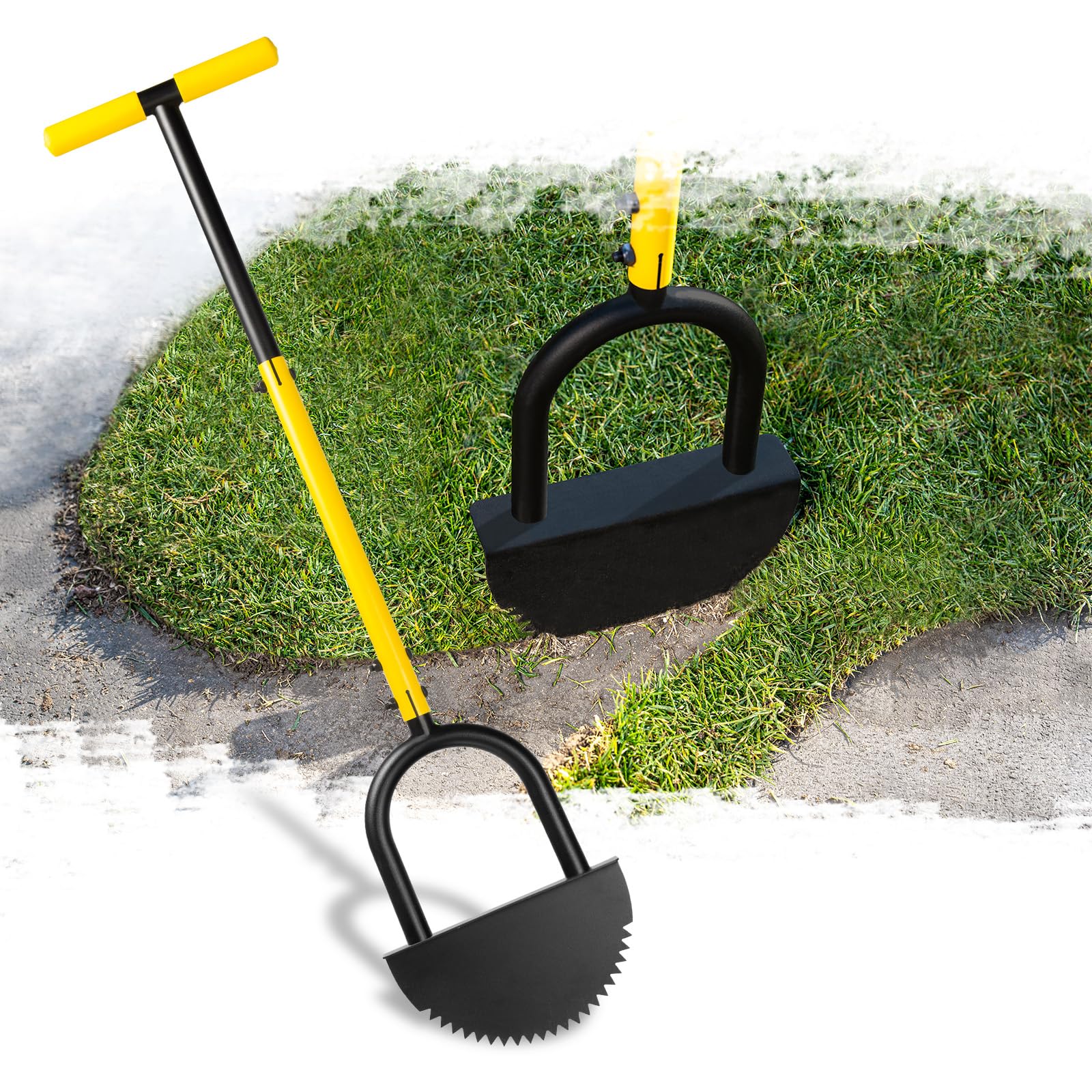 BlumeTrec Manual Edger Lawn Tool with 38"-42" Adjustable Length, Saw-Tooth Border Edger with Wide Footplate Manganese Steel Blade, Garden Edging Tool for Flower Beds, Landscaping, Sidewalks, Yard