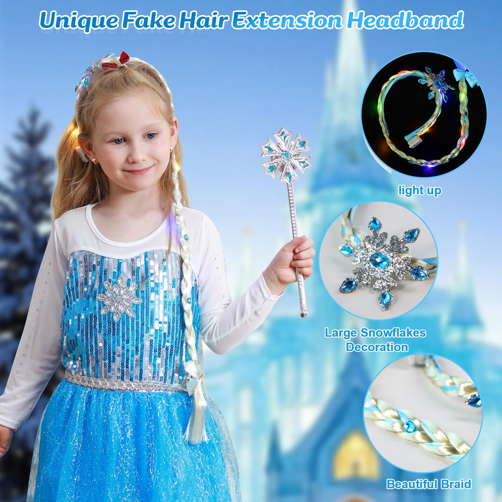 Meland Light Up Princess Dress for Girls Ages 3-10, Dress Up Toys Gift Set