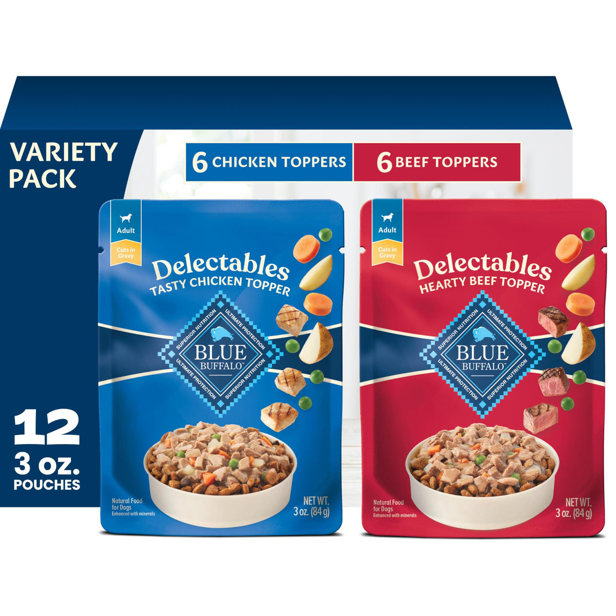 Blue Buffalo Delectables Variety Pack Dog Food Topper, 3 oz, 12 ct