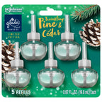 Glade PlugIns Refills Air Freshener, Scented and Essential Oils for Home and Bathroom, Twinkling Pine & Cedar, 3.35 Fl Oz, 5 Count