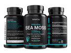 SPARTIS Certified Organic Sea Moss Capsules 2250mg Wildcrafted Irish Sea Moss Burdock Root Bladderwrack Supplement Raw Seamoss Pills & Powder (Pack of 1 at 180-Caps)
