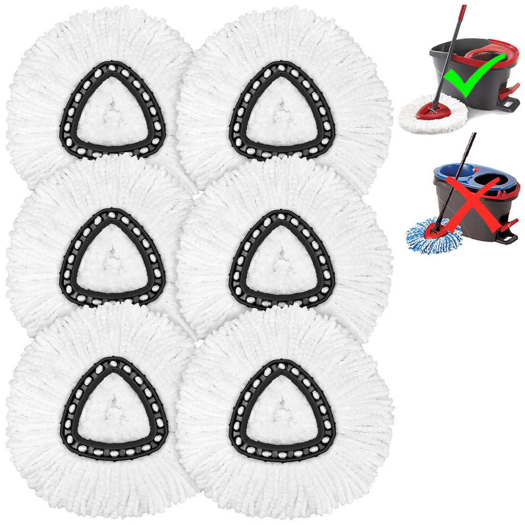 6 Pack Mop Replacement Heads for Spin Mop, Microfiber Spin Mop Refills, Easy Cleaning Mop Head Replacement