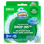 Scrubbing Bubbles Continuous Clean Toilet Drop-Ins, Automatic Blue Toilet Bowl Cleaner, Septic-Safe Tank Tablets Remove Hard Water Minerals & Limescale, Stain & Smell Protection, 3 Count (Pack of 1)