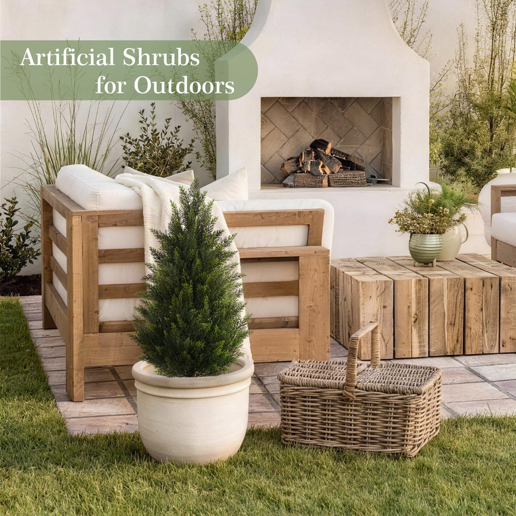 Vitalismo 3FT Artificial Cedar Trees Set of 2 for Outdoor Front Porch