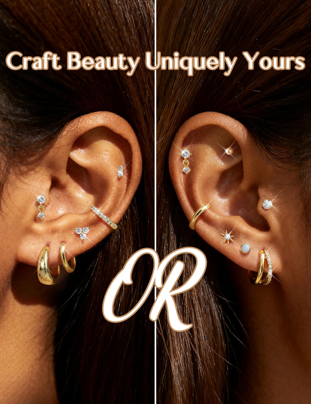 Opal Hypoallergenic Flat Back Earrings for Women Stud Hoop Earring Stacks