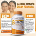 IMMUNOVITES 3-Pack High Dose Biotin (as d-Biotin, USP) 100mg (Equivalent to 100,000mcg) 90 Capsules, High Potency (3)