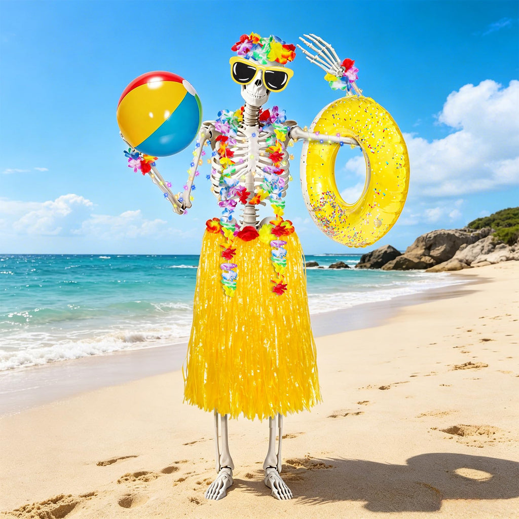 Apopipico 10 Pcs 12 ft Skeleton Summer Costume Outfits Accessories Set