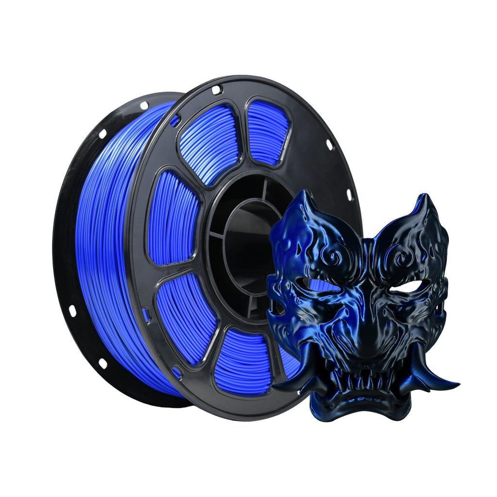 iBOSS Silk PLA+ Dual Color Filament 1.75mm, Bi-Color Shiny PLA Plus Finish, Smooth & Glossy, 1kg Spool (2.2lbs), Shiny Silk PLA PRO Coextruded Filament for 3D Printers (Silk Blue Black)