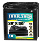 TA*RP YXCN Black Tarp 20x30 Feet, 10 Mil Thick Waterproof Poly Tarps Cover UV Resistant, Rip & Tear Proof with Metal Grommets Every 20 Inches