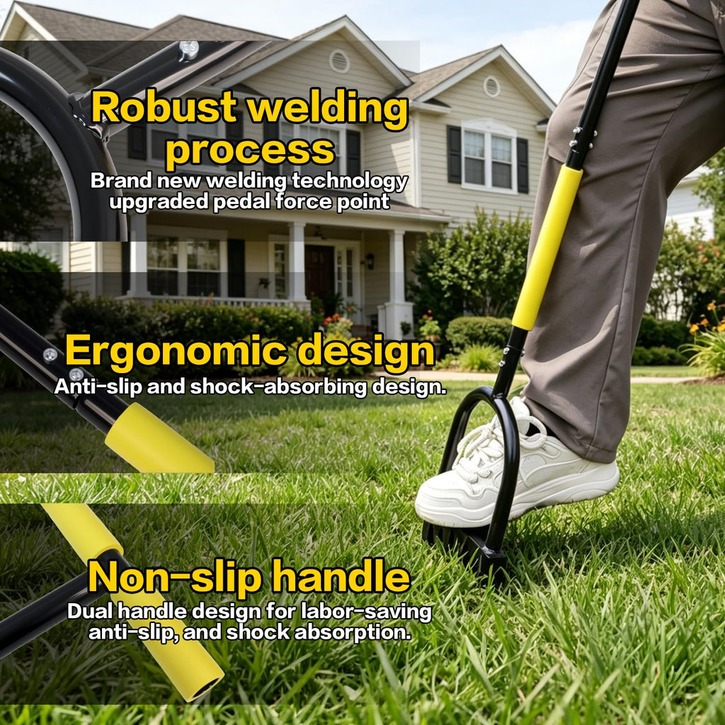 BCJCLTS 43-Inch Edger Lawn Tool, Heavy Duty Lawn Edger, Half Moon Steel Saw-Tooth Blade with Wide Footplate & Ergonomic T-Grip Handle, Manual Border Grass Edger for Lawn, Sidewalk & Garden Landscaping