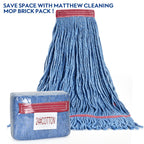 Matthew Cleaning 24oz Heavy Duty Mop Head Commercial Replacement for General and Floor Cleaning, Wet Industrial Blue Cotton Looped End String Head Refill (Pack of 3) Blue