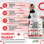 Clean Nutraceuticals COQ10 200mg Red Yeast Rice Omega 3 Magnesium Complex 500mg Niacin Zinc Vitamin K2 D3 - Heart Support Vitamins for Women & Men w/Vitamin B3, Coenzyme Q10-60 Ct